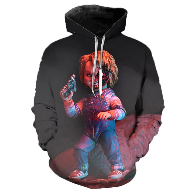 2023 New Chucky Hoodies 3D Printed Chucky Oversize Mens Women's Sweatshirt Pullover Long Sleeve Hooded Sweatshirts Sudaderas