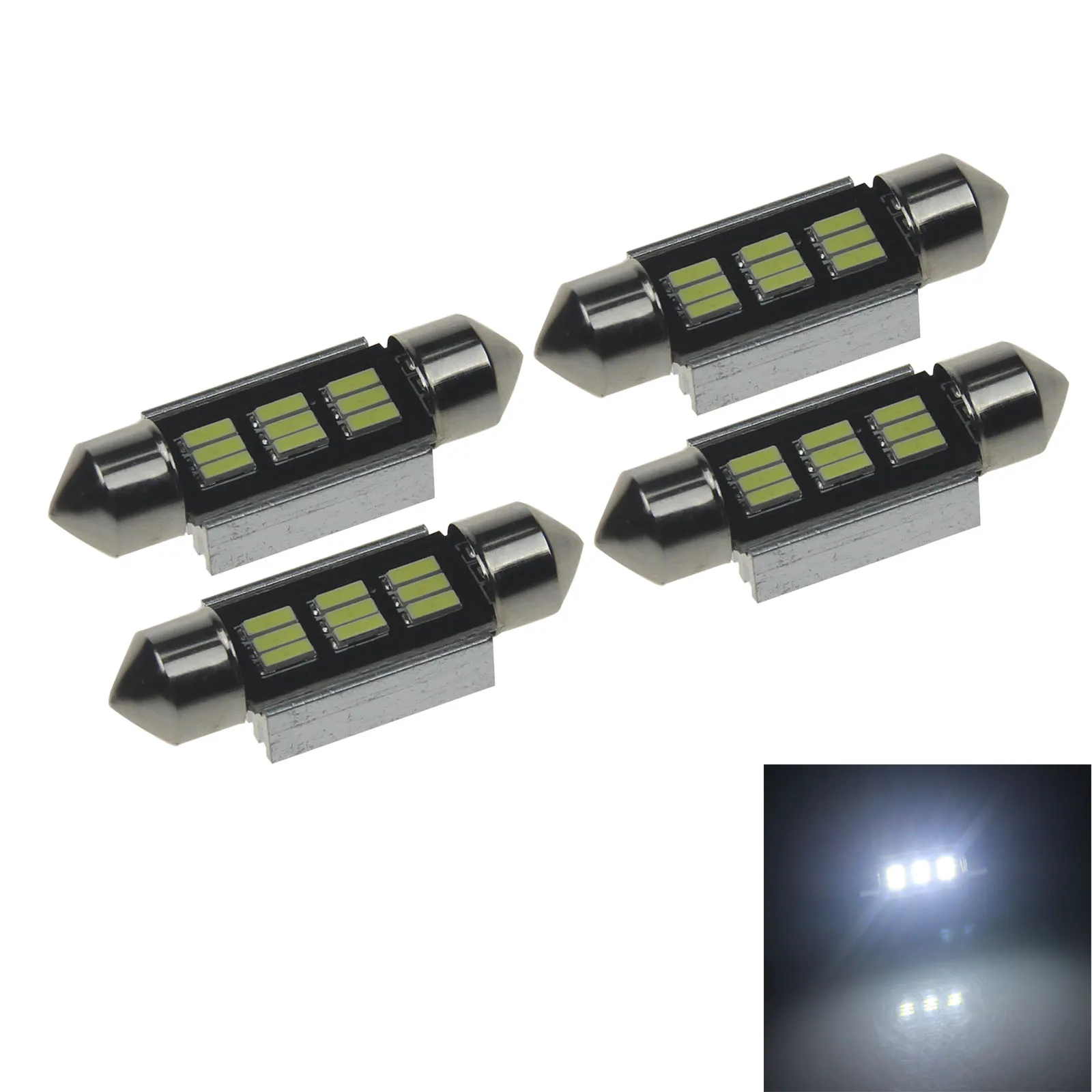 

4x White Car 39MM Festoon Light Reading Blub Canbus Error Free 9 Emitters 4014 SMD LED 6411 Z20873