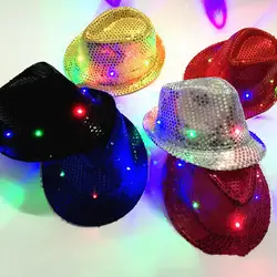 Hot Sales Jazz Hat Glowing Sequins LED Portable Shining Hat for Performance