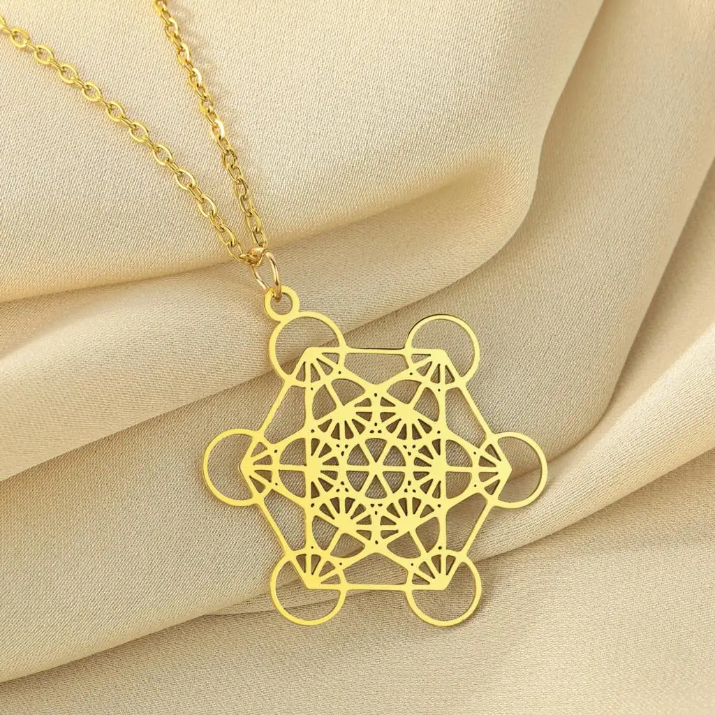 Cxwind Laser Carved Exquisite Fashion Necklace Metatron Necklace - Sacred Geometry Jewelry Metatron Cube Pendant Christmas Gift - view 4