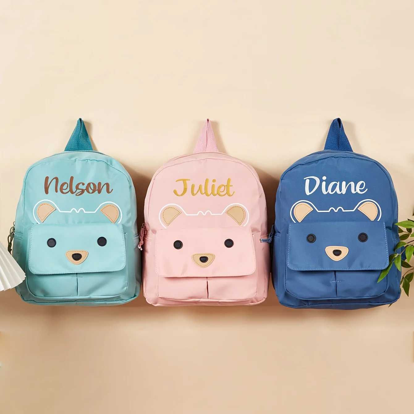 Cute Bear Backpack - Bear Head Design, Personalized Embroidered, Large Capacity for Autumn Outings, Travel & Daily Use