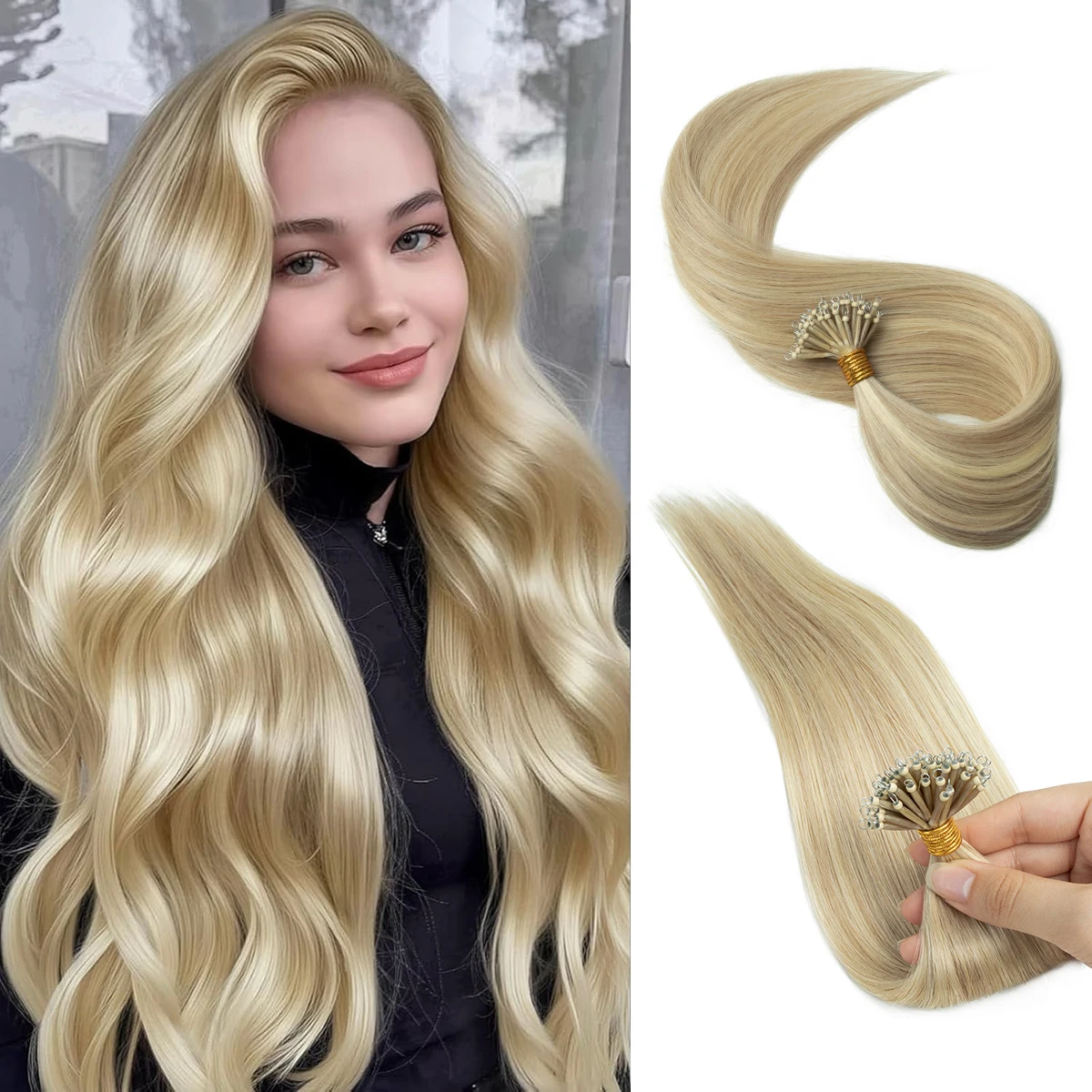 

MRAHAIR Nano Наращивание волос Человеческие волосы Коричневые нано-кольца Наращивание человеческих волос Темно-коричневые Предварительно скрепленные Холодное плавление