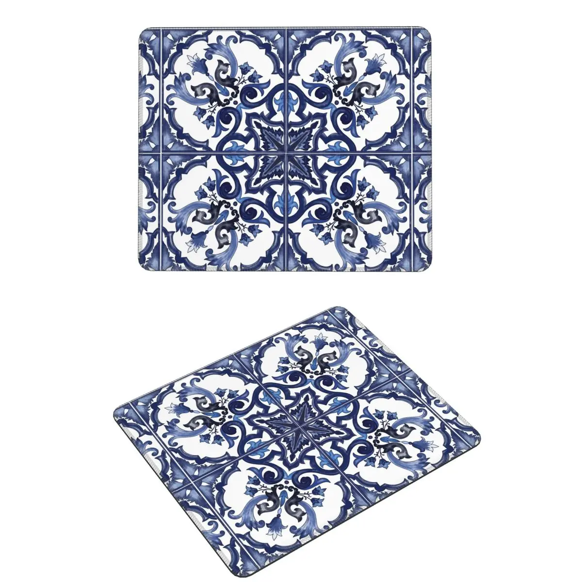

Blue Ornate Floral Mediterranean Sicilian Tile Mouse Pad Computer Keyboard Mouse Mat Gamer PC Desk Mat Office Table Mats