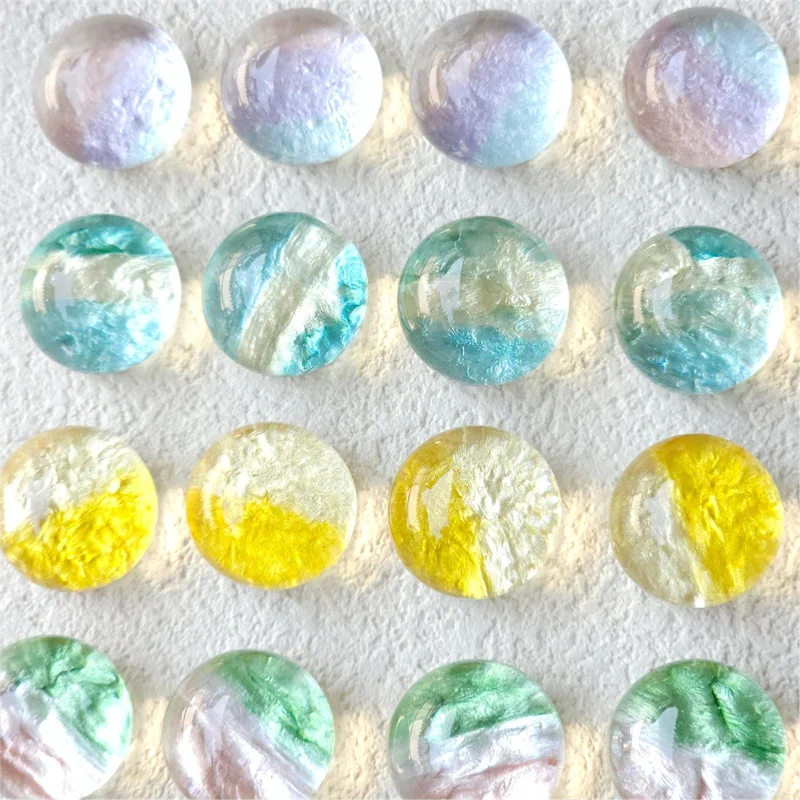 Summer style 50pcs/lot 16mm color print geometry round shape resin cabochon balls beads diy jewelry garment hair accessory