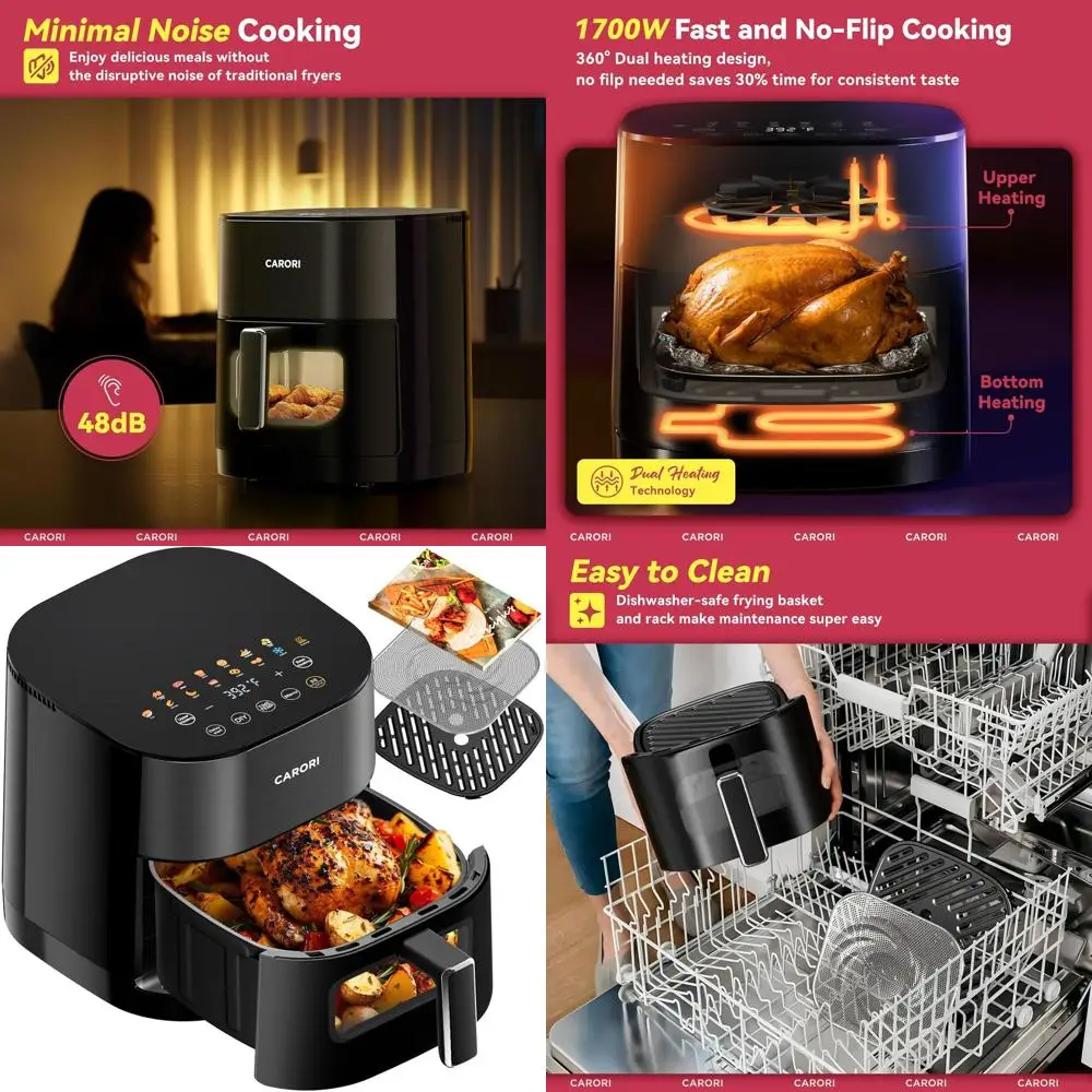 

Аэрофритюрница-духовка 6Qt с 14 функциями, 392 ° F Max, без предварительного нагрева, 1700 Вт, корзина с антипригарным покрытием