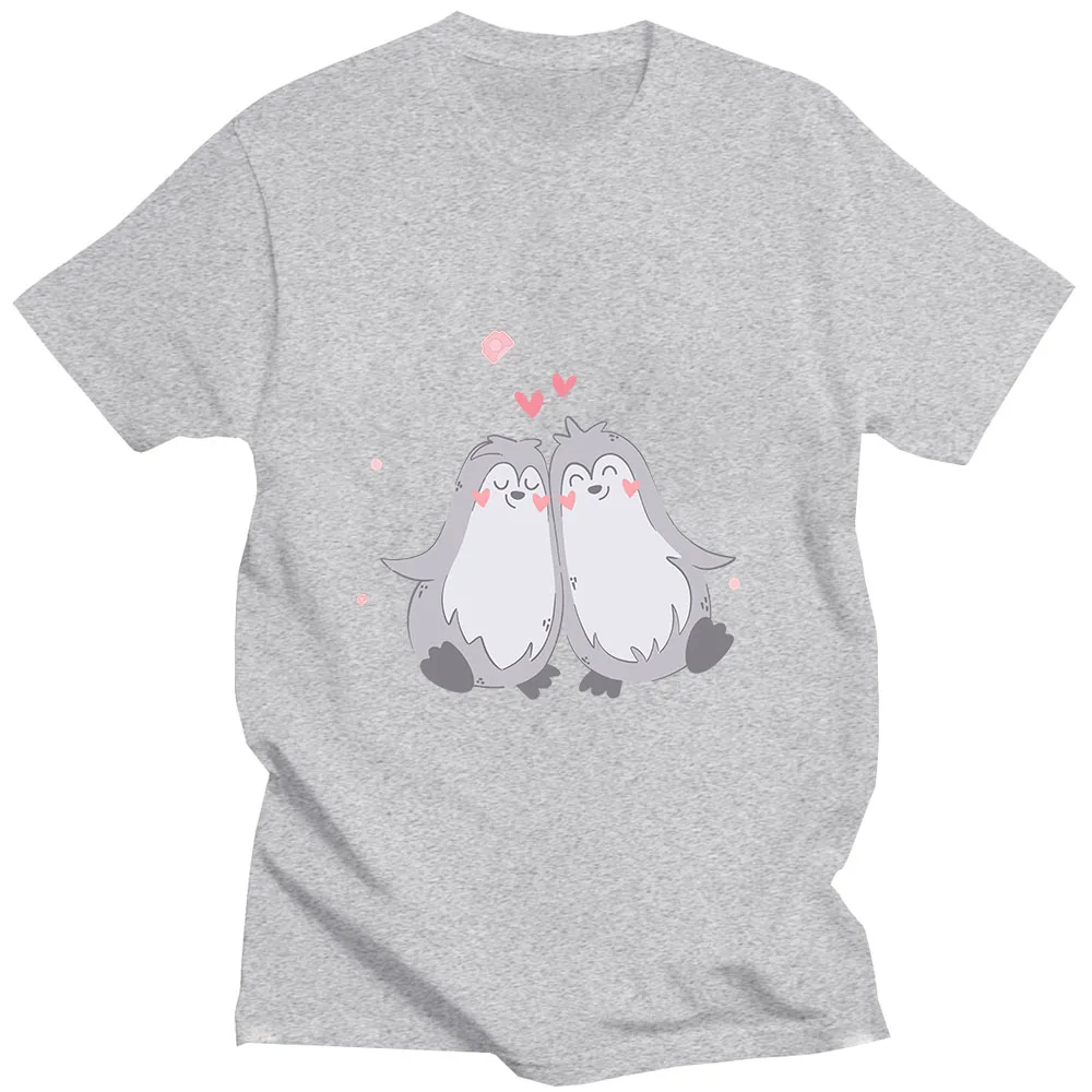 Camisetas de manga corta para hombre y mujer, ropa informal con estampado de dibujos animados de pingüino, 100% algodón, novedad de verano