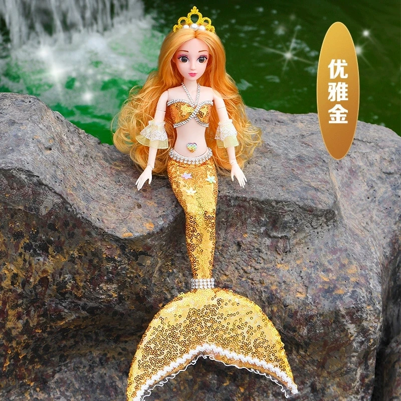 1/6 bambole carine principessa sirena con gonna con paillettes vestito multi giunti bambola mobile giocattoli per bambini compleanno regali regalo di Natale