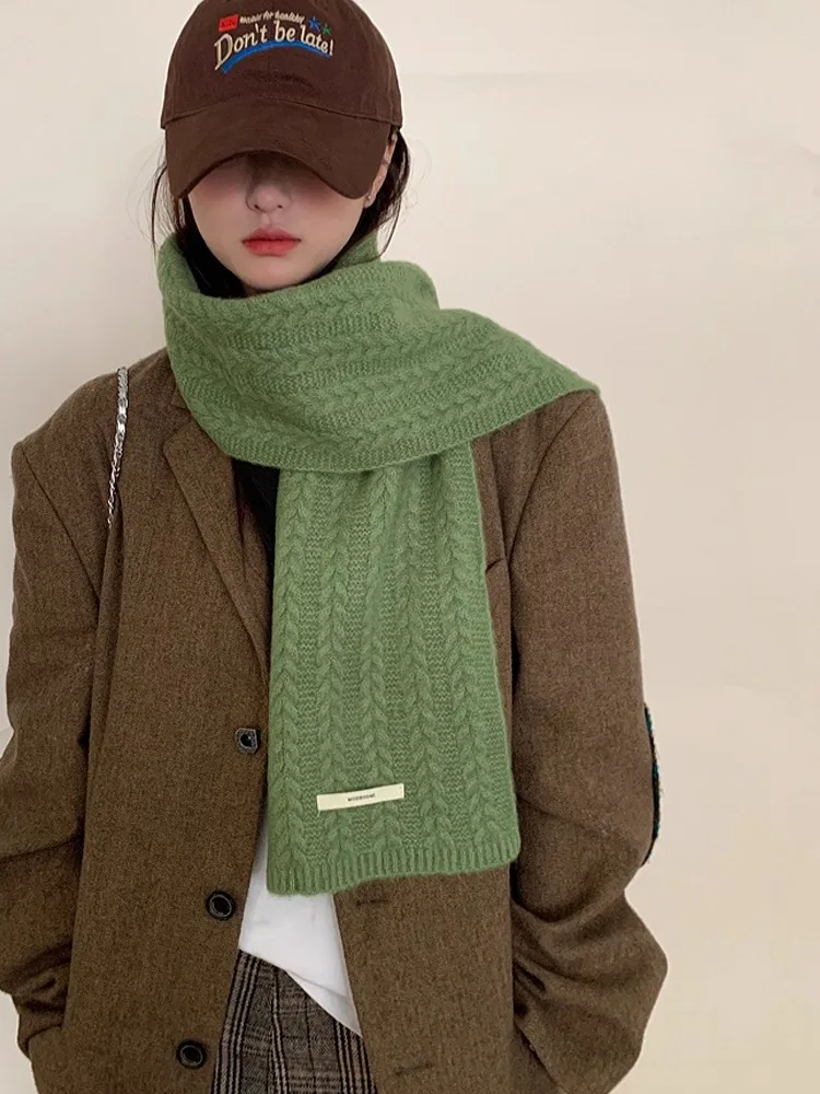 Fashionable Woolen Solid Color Knit Scarf For Women New 2025 Model, High-End Warm Neck Warmer