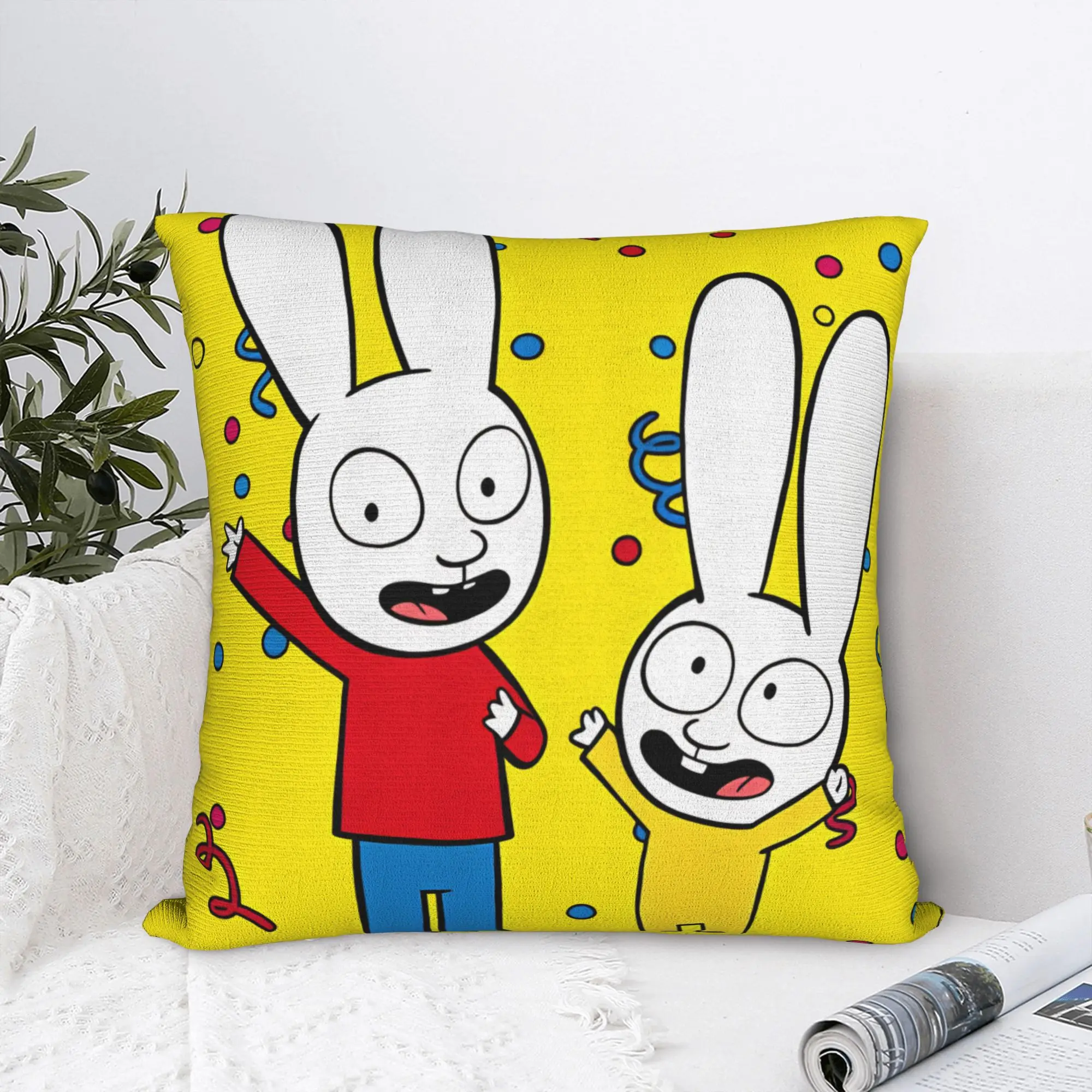 Simons Super Rabbits   Pillow Case  Retro Trendy Pillow Cover Comfy Pillowcases For Sofa Couch Bed Living Room