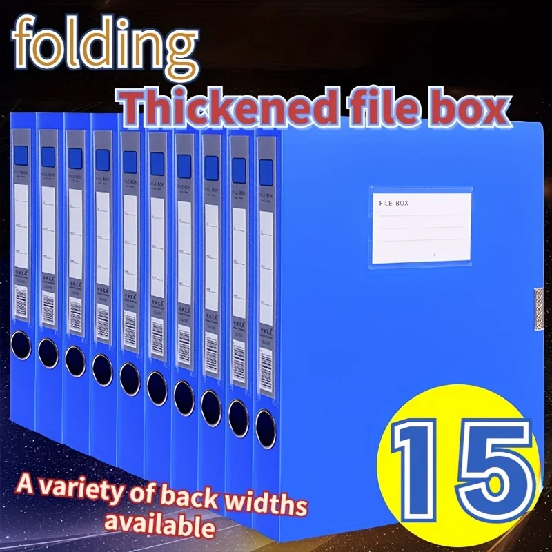 15pcs Blue Large-Capacity File Storage Boxes, Foldable Design, Thickened Document Boxes for Receipts And Office Supplies