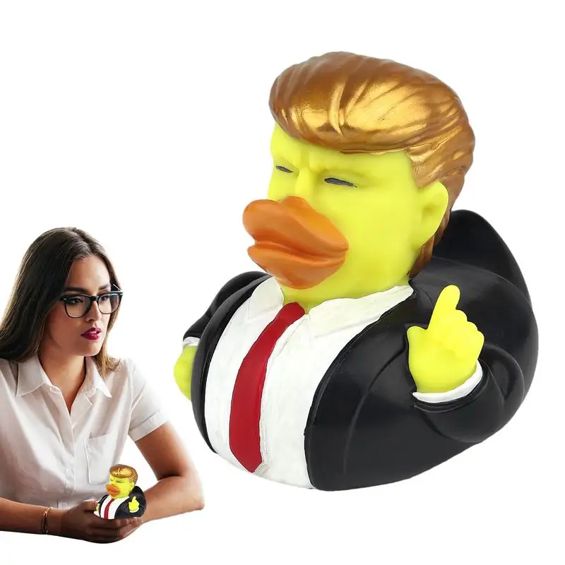 

Bath Ducks Squeak Shower Toys Duck Dashboard Decoration US President Wearing Suit Ornaments Pool Funny Decoration Kids Bath Toys