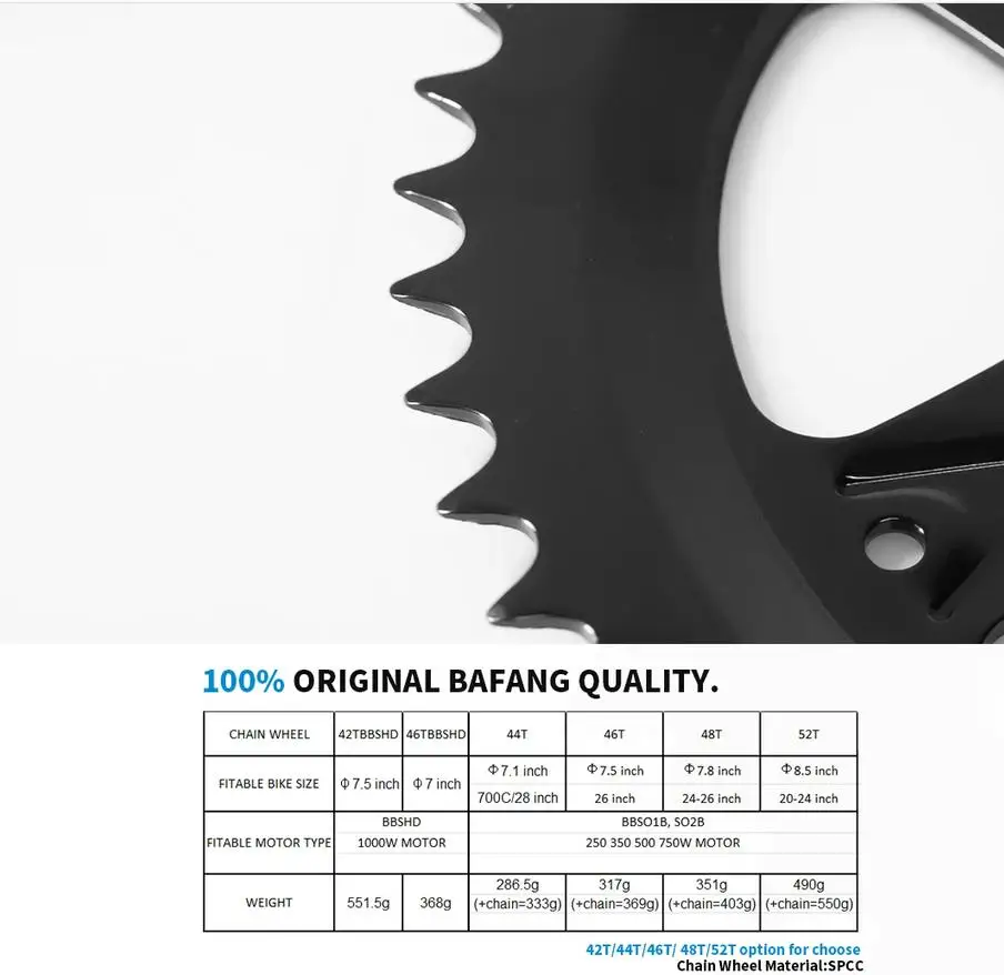Custom BAFANG BBS 44T 46T 48T Ebike Chain Wheel With Chain Cover Mid Drive Motor Sprocket for Kevin HARBULOT