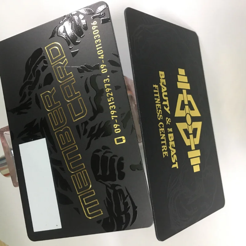 Customized Film Printing Hot Stamping Silver Embossed Black Material Business Cards