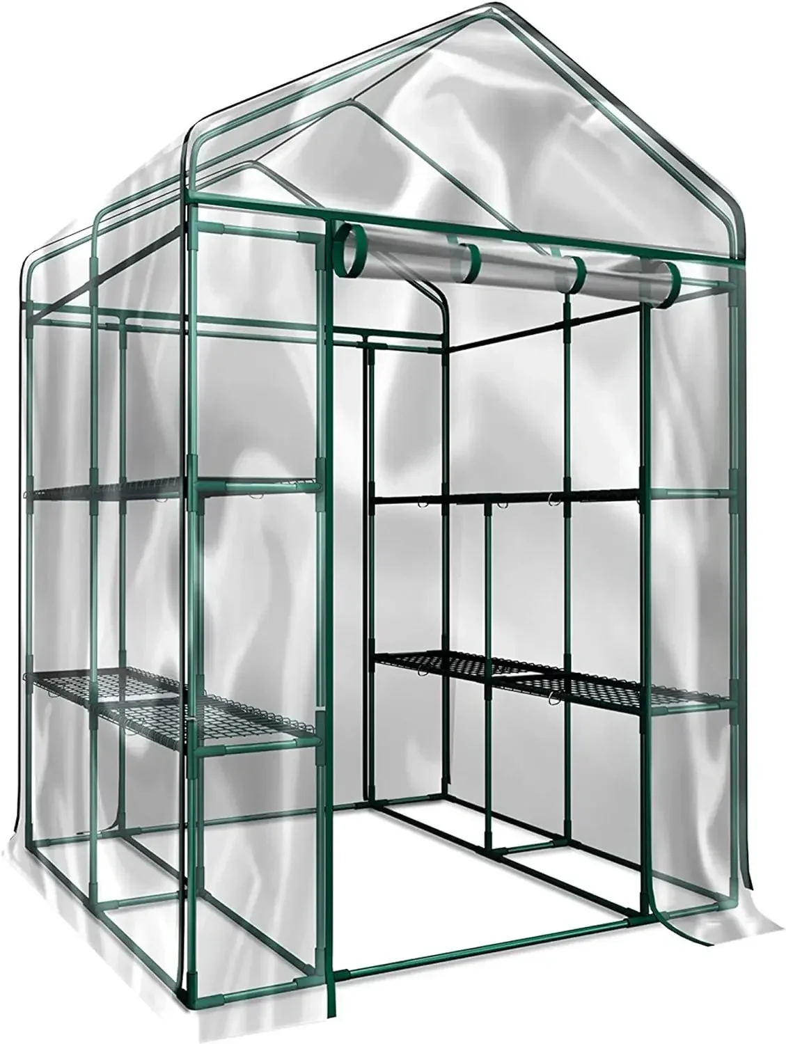 Greenhouse -  greenhouse with frame with 8 Sturdy Shelves and PVC Cover for Indoor or Outdoor Use - 56 x 56 x 76-Inch