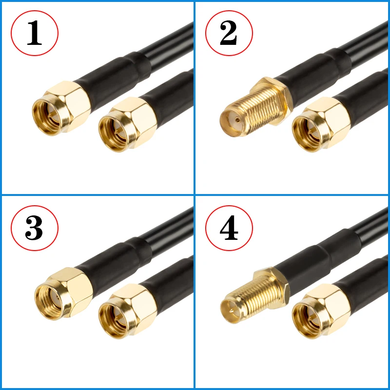 Imagem -02 - Cabo Coaxial Macho Sma para Conector Fêmea Macho Sma Cabo Coaxial Pigtail Sma para Sma Linha de Cabo Macho 0.3m50m Rg58