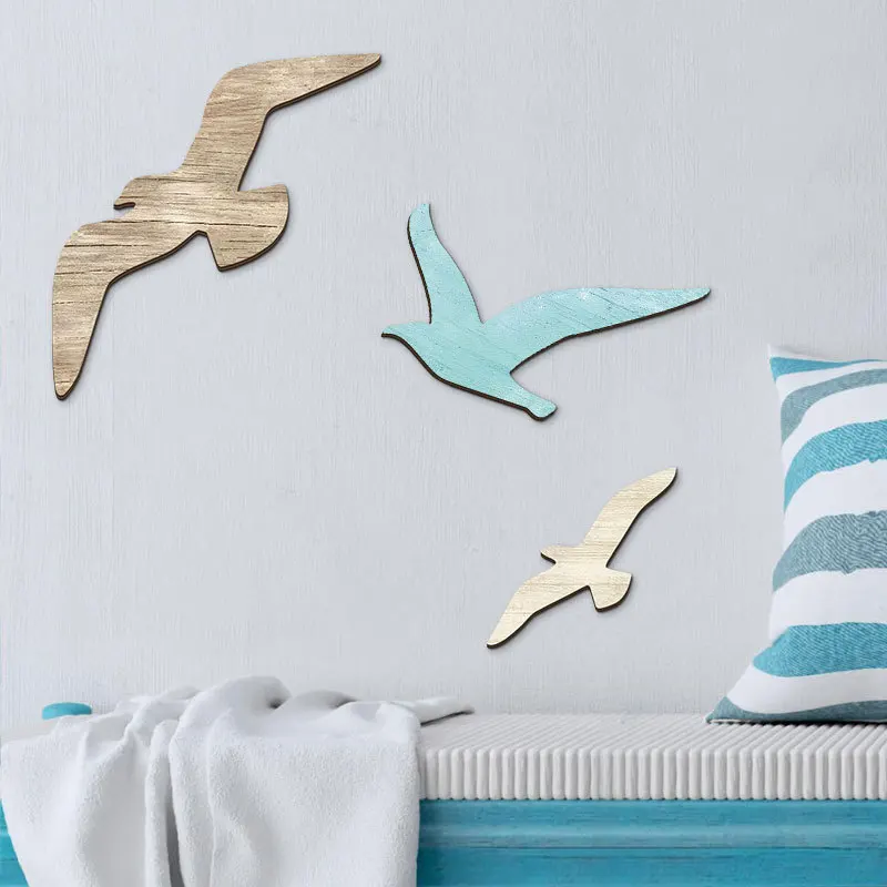 

3pcs Seagull Wooden Wall Ornaments Wood Seagull Beach Coastal Theme Wall Art Crafts Seagull Ocean Sculpture Nautical Home Decor