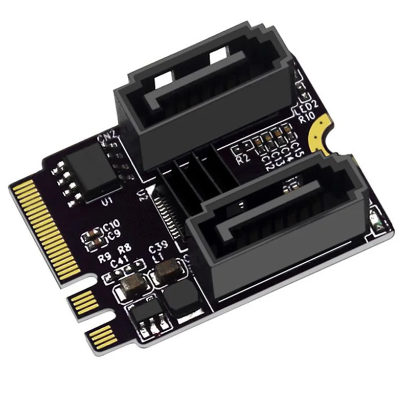 M.2 A Key + E Key to SATA 3 Adapter JM582 Chips 2 Ports SATA III Revision Card Computers Accessories