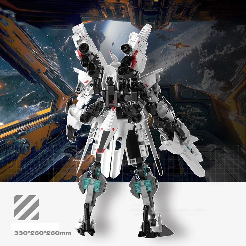 F5-A0011 نموذج تجميع مكعبات البناء أورورا بين النجوم باثفايندر، مع حزمة نفاثة ومدفع ليزر، نموذج ميكا الإنسان