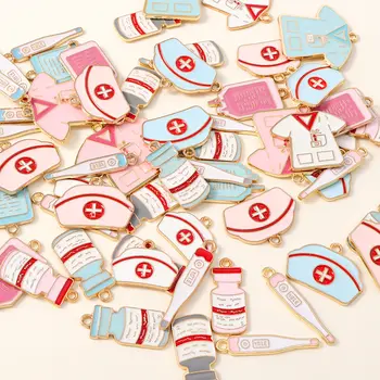 10個新款醫生護士藥罐溫度計藥瓶掛件可愛護士節鑰匙扣吊墜飾品製作 8 最佳銷售 藥丸護符 - №7