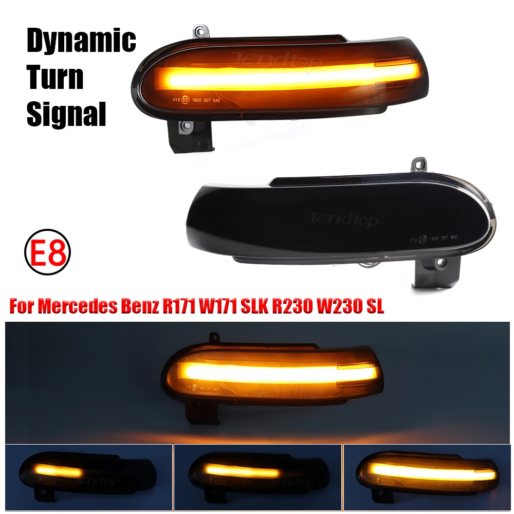 2pcs LED Dynamic Turn Signals Mirror Side Marker Lights For For Mercedes-Benz W171 R171 SLK R230 W230 SL