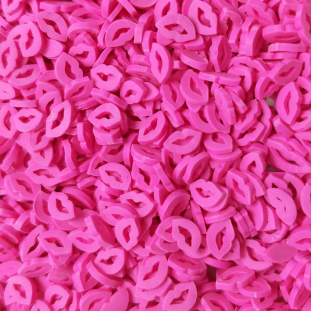 50 g/saco lábios argila de polímero vermelho/rosa rosa/branco 5.5mm lodo fatias diy doce sexy macio argila artesanato encantos decorações da arte do prego