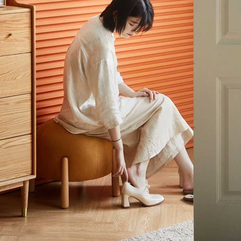 Nordic Furniture,Creative Shoe Changing Stool,Living Room Sofa Footstool,Mushroom Stool,Solid Wood Leisure Chair,Mobile Seats view 6