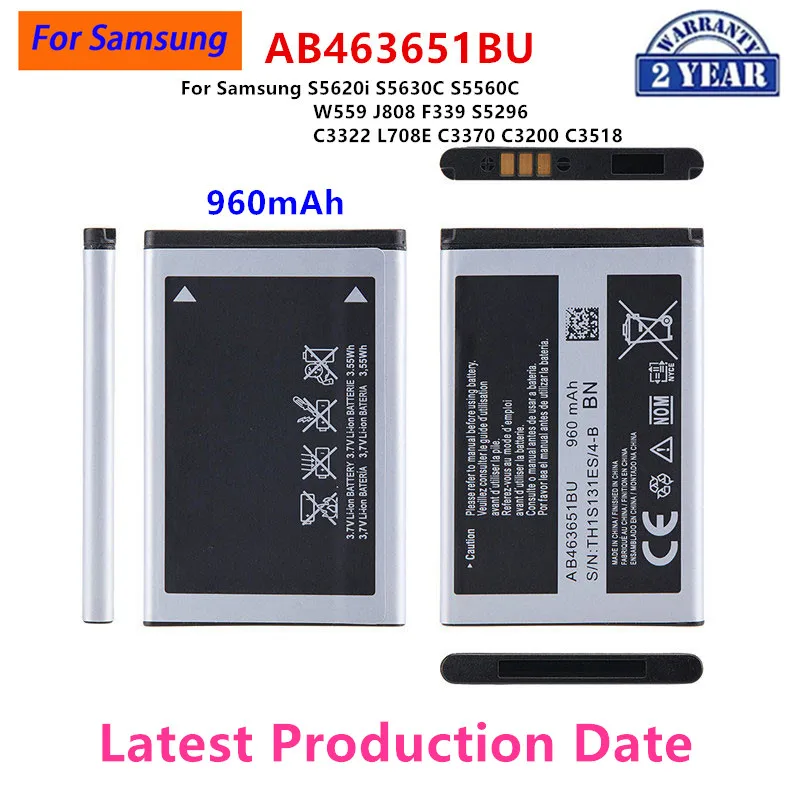 Brand New AB463651BU Battery For Samsung S5620i S5630C S5560C W559 J808 F339 S5296 C3322 L708E C3370 C3200 C3518 Batteries