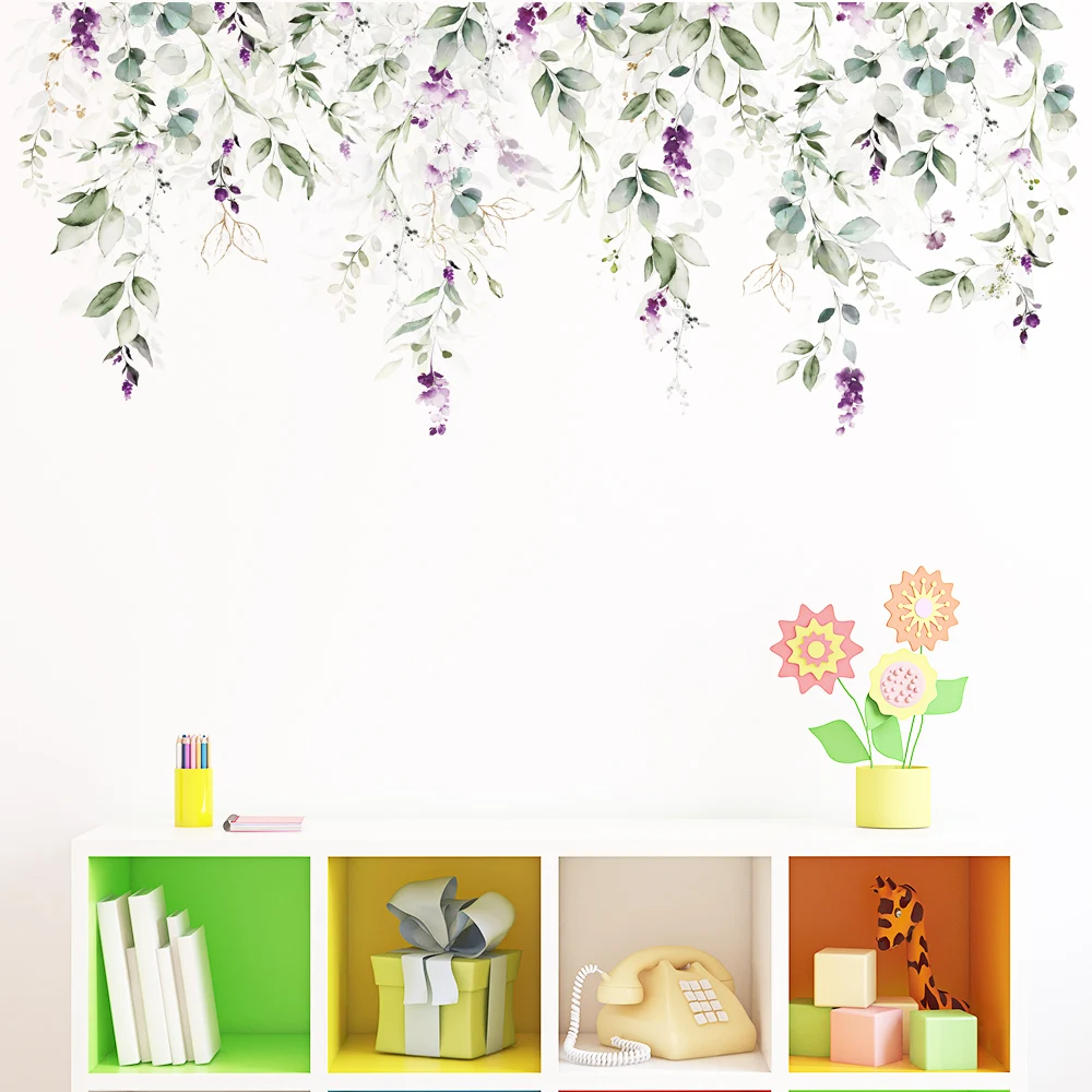 Blad Bloemen Verwijderbare Muurstickers Voor Woonkamer Achtergrond Decor Kunst Zelfklevende Stickers Etalage Muurschildering Slaapkamer Posters