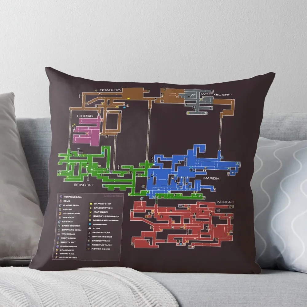 Super Metroid Map Throw Pillow Pillowcase autumn pillowcase christmas cushions covers