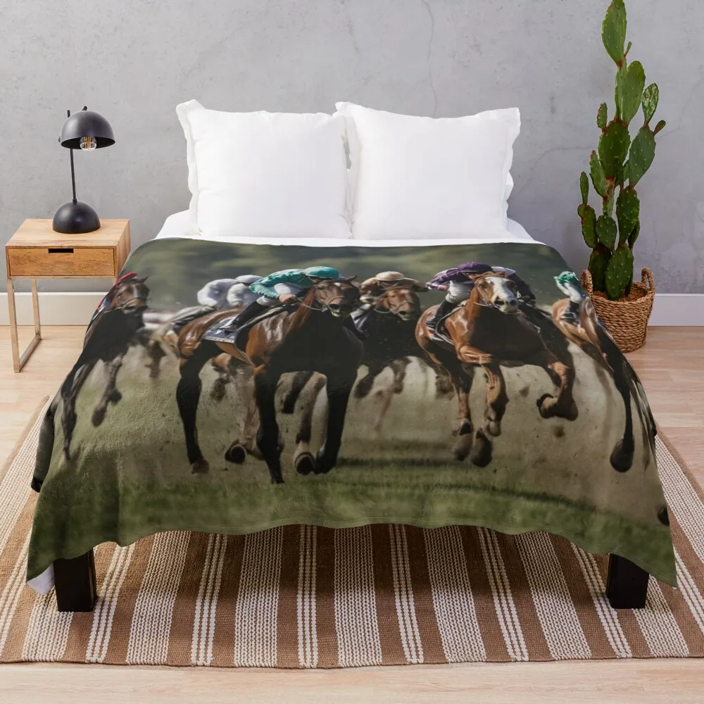 

Racing horse - Horse competition Throw Blanket Camping Summer For Sofa Thin Blankets
