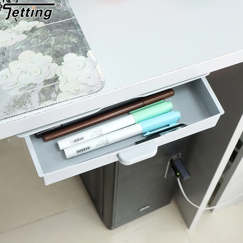 1Pc Self-Adhesive Under Desk Drawer Hidden Storage Box Makeup Organizer Self Stick School Stationery Case Pencil Tray Wholesale