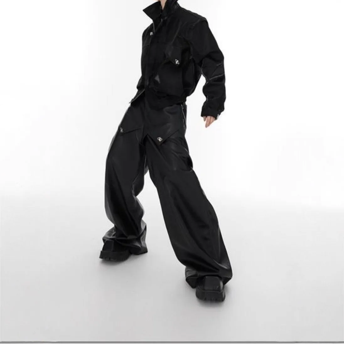 

Мужская верхняя одежда Gen Metal Split Design Liquid Pad oulder Thiened Fce Stand Fit Outdoor Sle из искусственной кожи