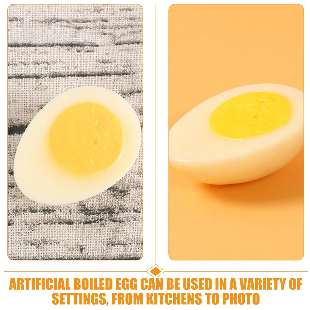 

4pcs Simulated Boiled Eggs PVC Artificial Food Models Realistic Props for Display Kitchen Decor Photography Teaching Tools
