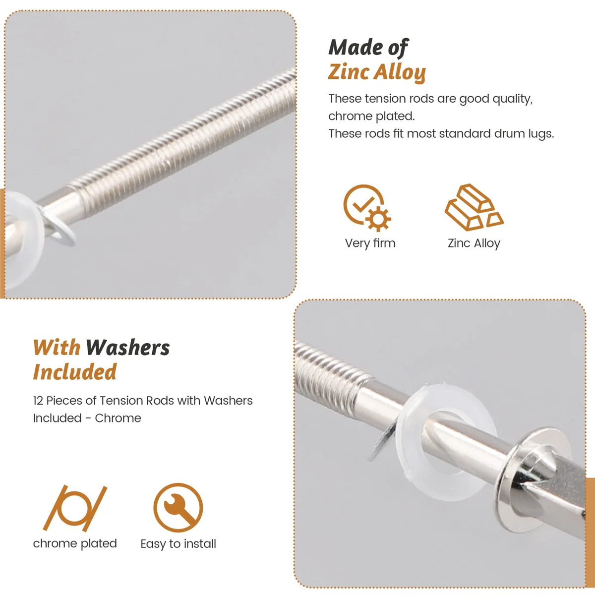 A71P 12 stücke Trommel Spannung Stangen Spannung Schrauben Bass Drum Schrauben Set Bass Snare Drum Zubehör Trommel Hardware M5x60MM