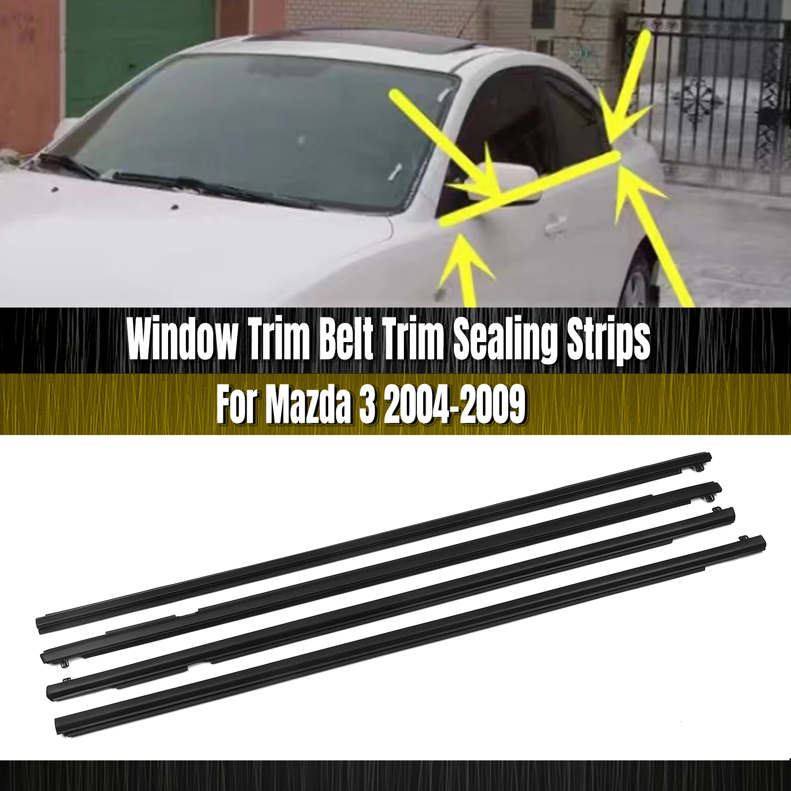 Car Exterior Window Trim Weatherstrip Seal Cover For Mazda 3 BK Series Sedan 2004 2005 2006 2007 2008 2009