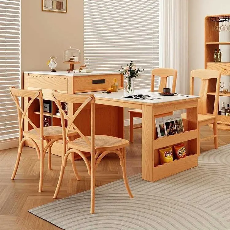 

Solid wood Shimadai ash wood dining table integrated retractable household household slate Nakajima Japanese-style movable