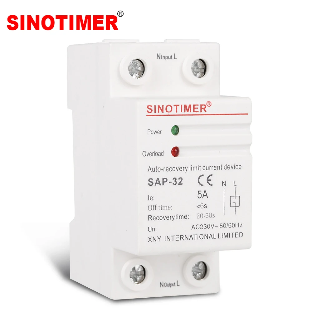 5A 220V AC 230V Din Rail Over Current Limit Protector Auto Recovery Current Limiter Protection Overload Device Circuit Breakers