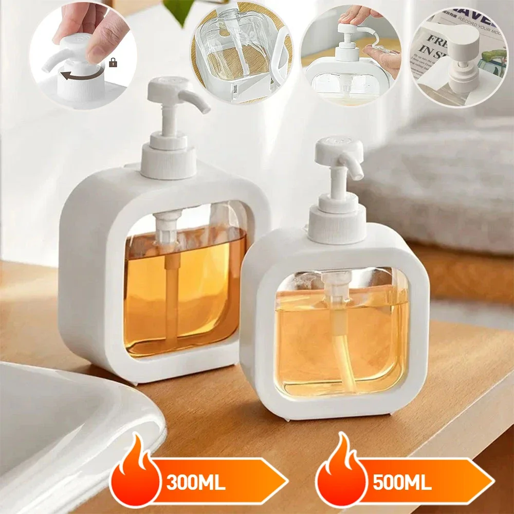 

Kitchen Liquid Soap Dispenser Empty Shampoo Bottle Dish Soap Container Bathroom Shower Dispenser with Press Pump for Shampoo