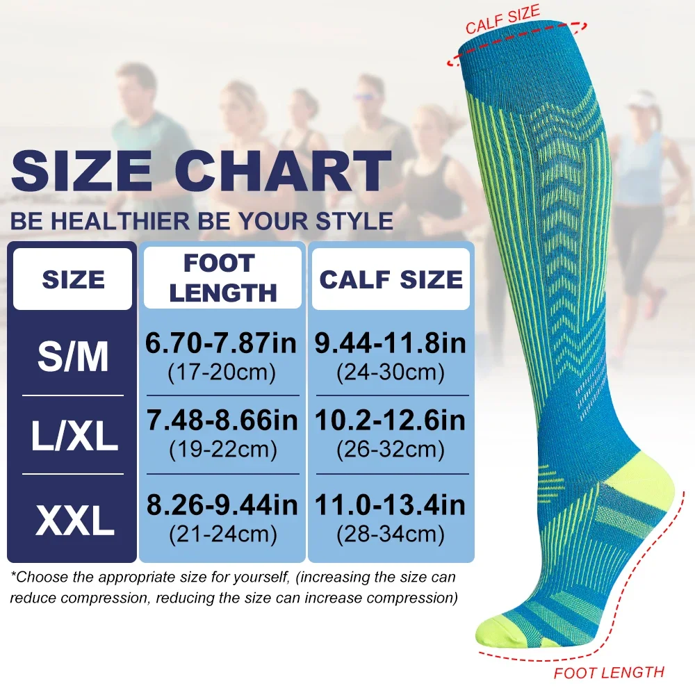 GOMOREON 1Pair Compression Socks for Women & Men Circulation 15-20 mmHg is Best Support for Athletic Running, Hiking