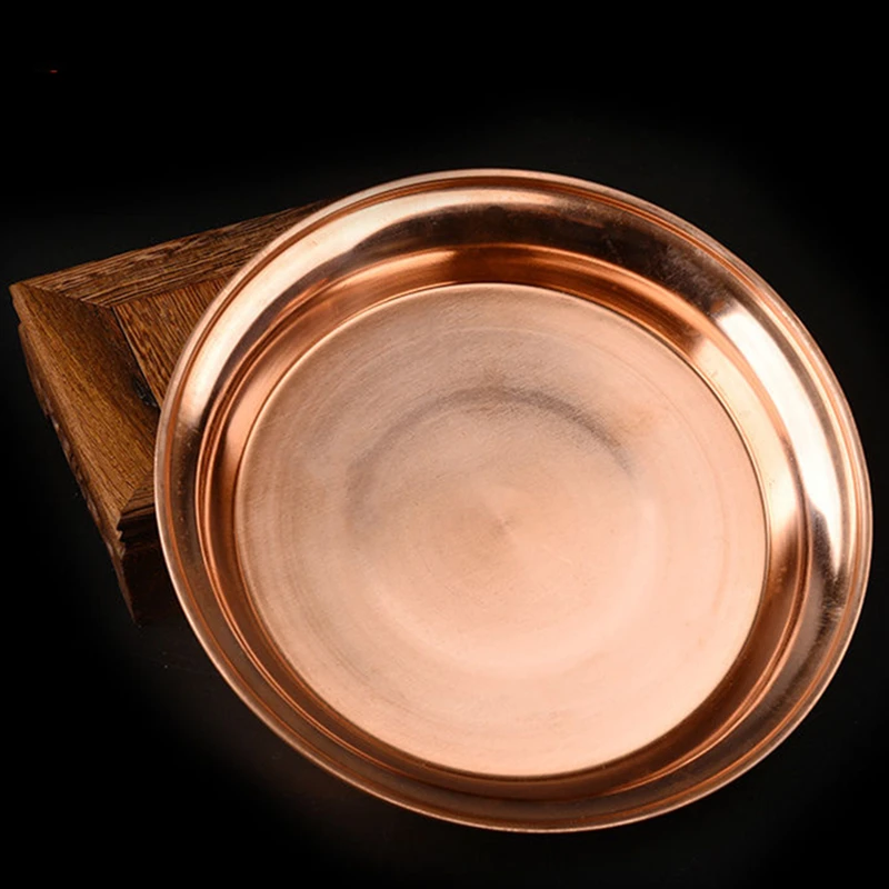 7pcs Pure Copper Tribute Plate Brass Auspicious Luster Tibetan Plate Collection Buddhist Fruit Saucer Home\'s Gift Decorative