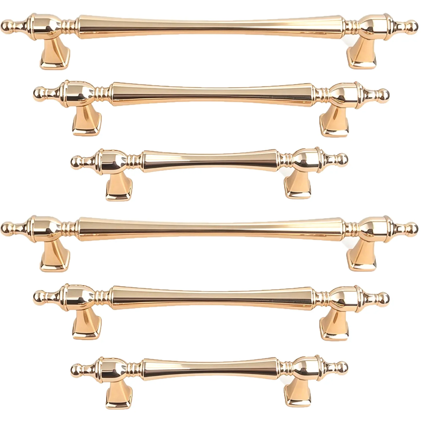 Polished Gold Classic Furniture Pulls, Aluminum Alloy Cabinet Handles, Retro Elegant Bar Handles for Bathroom Vanity Cabinet