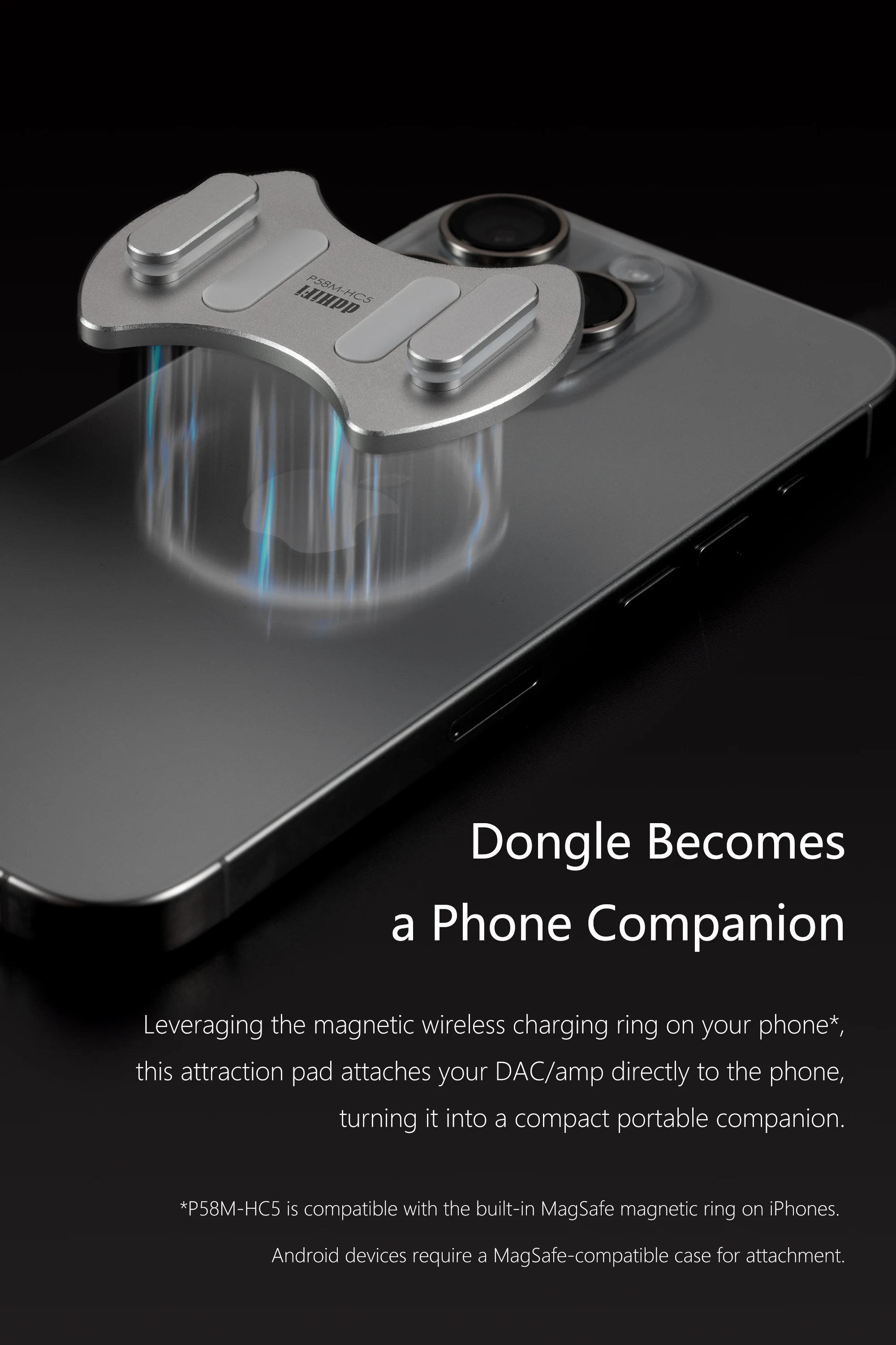 DD ddHiFi P58M-HC5 MagSafe Magnetisches Anziehpad für AK HC5 DAC-Verstärker, CNC AL6063 Aluminium, gebogener N52-Magnet, leicht – Detail 2