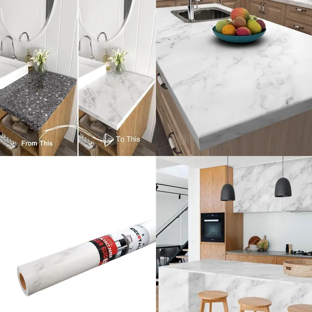 

Водонепроницаемая съемная виниловая наклейка на столешницу под белый и серый мрамор