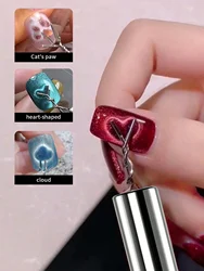 6Pcs Cat Eye Gel Nail Art Magnet Tool Set - Cylindrical Super Strong Magnetic Pen And DIY Design Different Shape Iron Wire For D