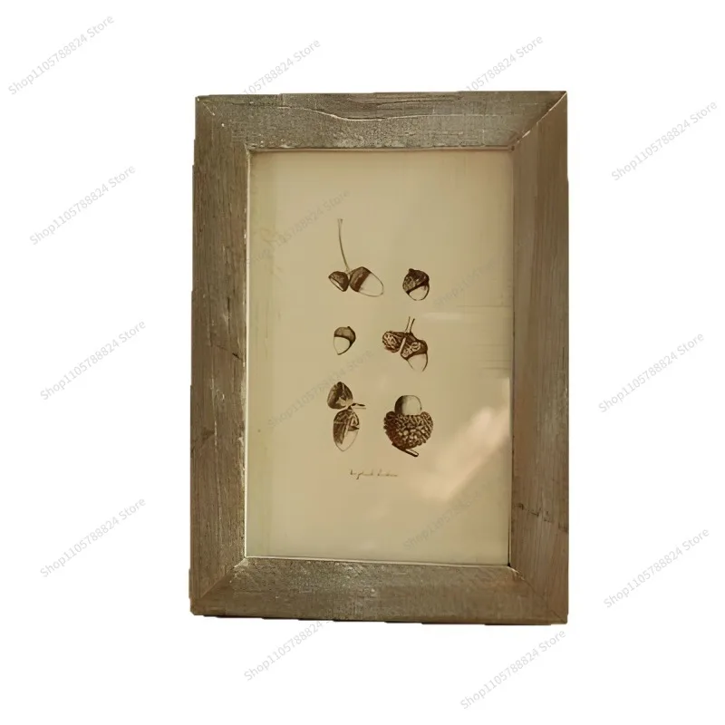 For Retro and Old 5-inch Wood Solid Wood Picture Frame, Creative Studio Photo Solid Wood Photo Frame Hanging on The Wall