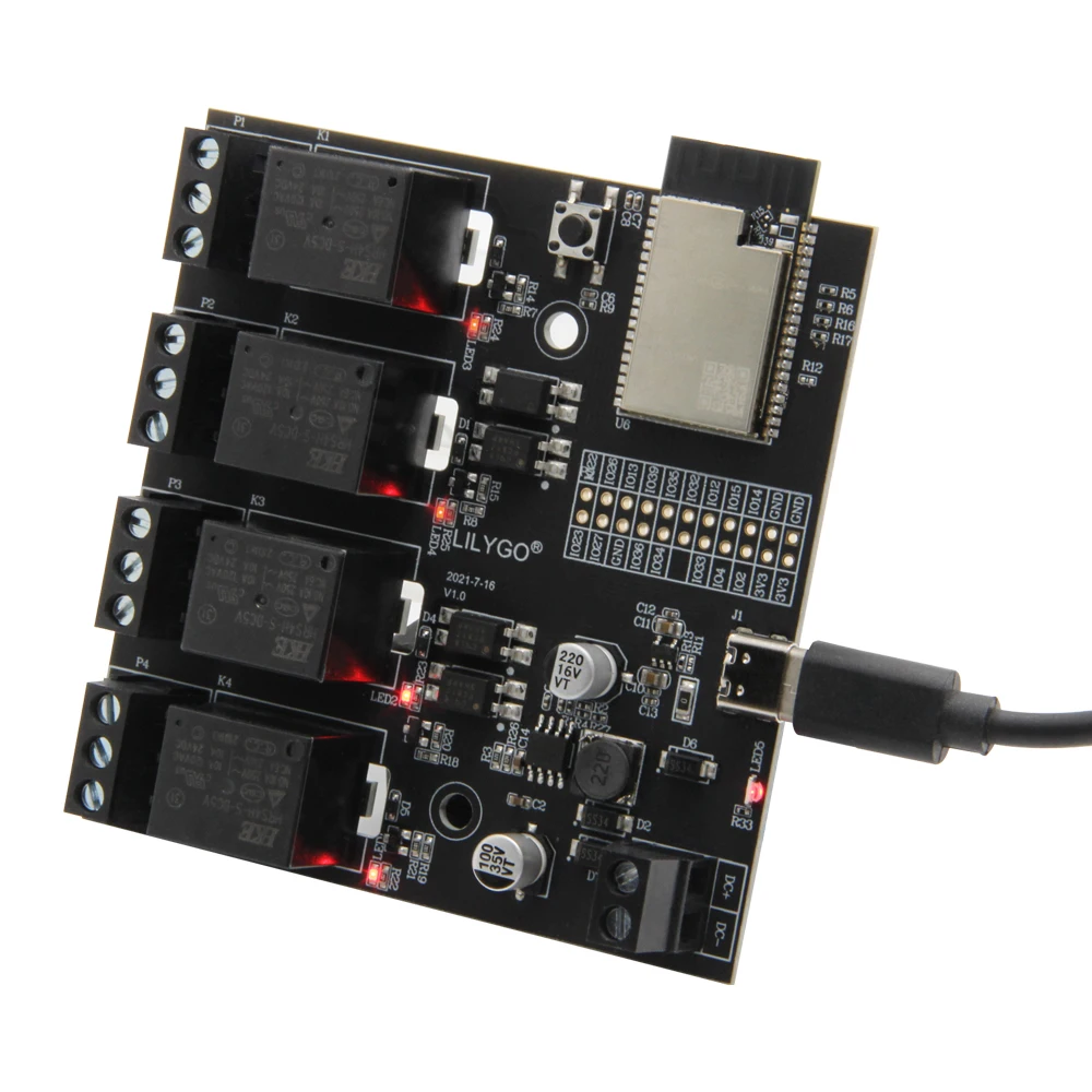LILYGO T-Relay ESP32 4-Channel 5V DC IoT Relay Module - WiFi Bluetooth Supported