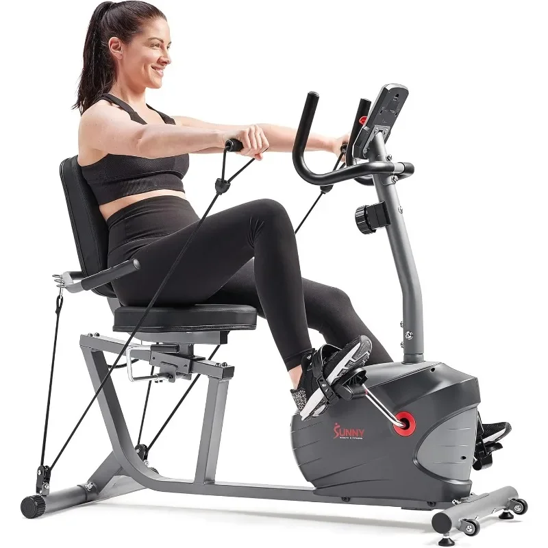 

Smart Magnetic Recumbent Exercise Bike with Optional SunnyFit App Bluetooth Connectivity, Full Body Workout Large Ergonomic Seat