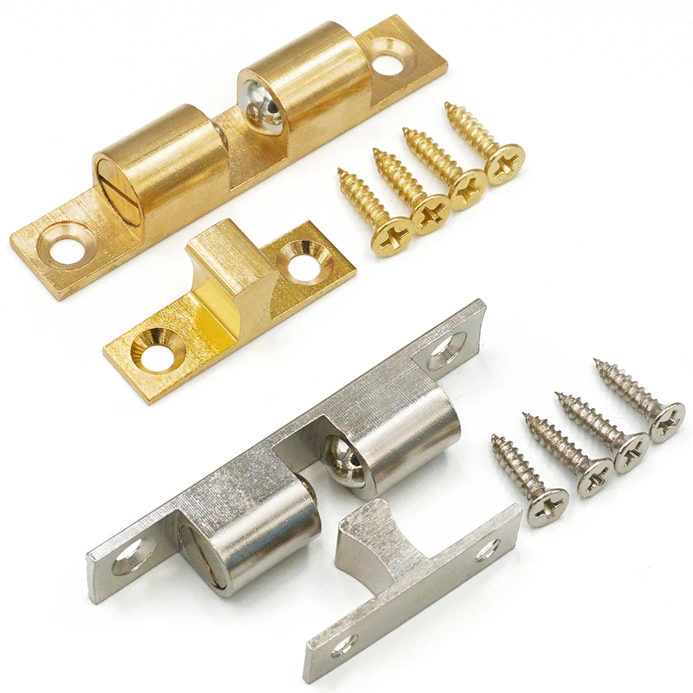 Cabinet Door Catch Solid Brass Adjustable Spring Ball Latch Furniture Door Closer with Free Screws 40mm/50mm/60mm/70mm