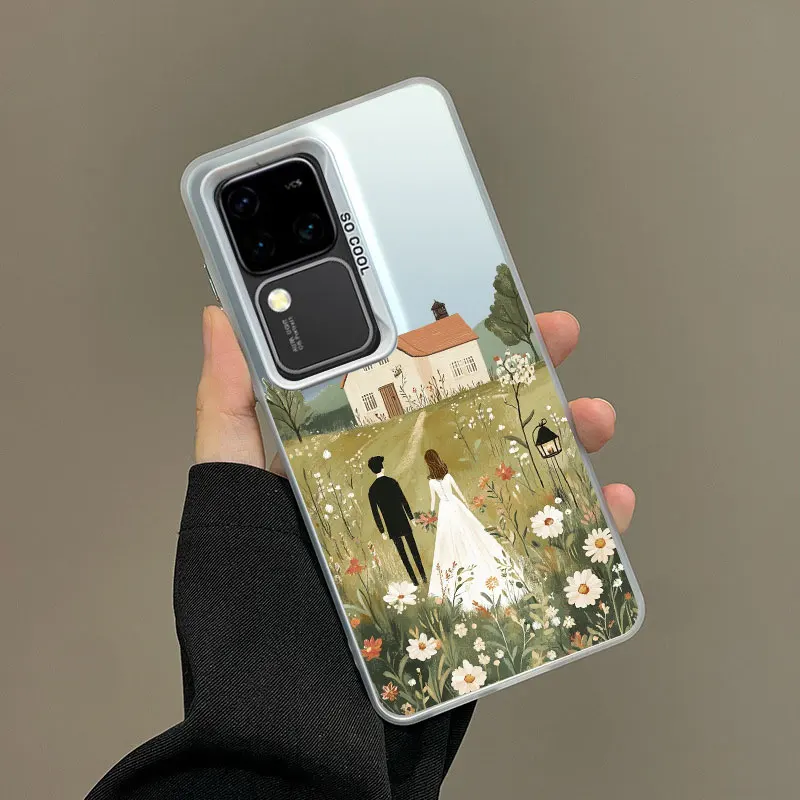 

For Samsung S21 S23 S24 FE S25 S24 S23 S22 Ultra Plus Laser Phone Case Personalised Rural Garden Romantic Wedding Pattern Covers