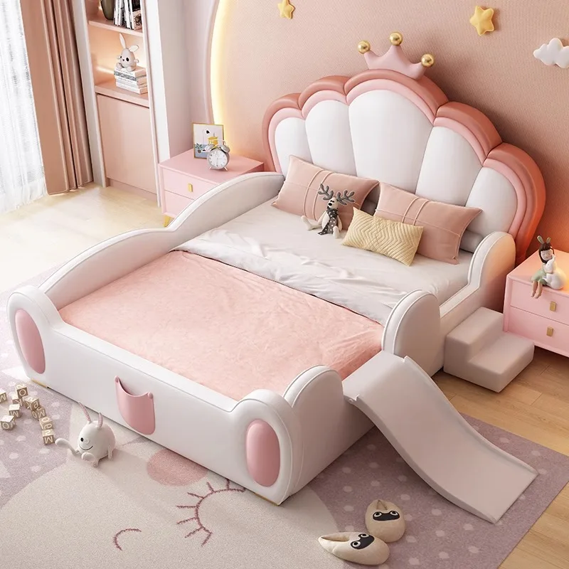 

#For Modern Princess Children's Bed Designer Popular Pink Children's Bed Set Furniture Bedroom Soft Seat Belt Guardrail